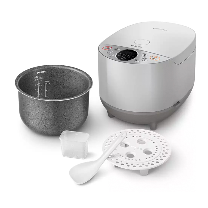  Philips Fuzzy Logic Rice Cooker 1.8 Liter - HD4515/30 - Abu-Abu